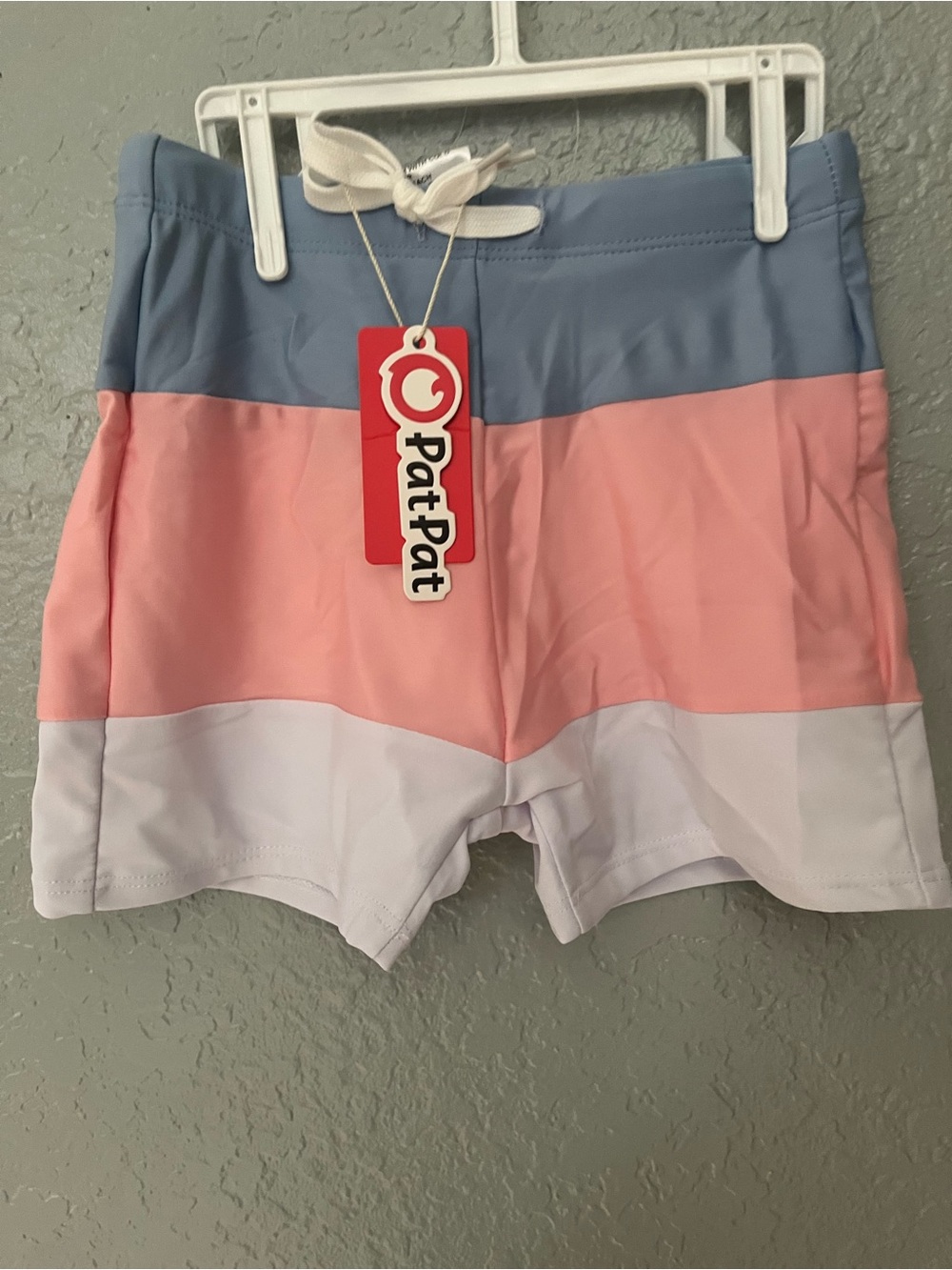 PatPat Blue Pink White Stripe Kids Swim Trunks